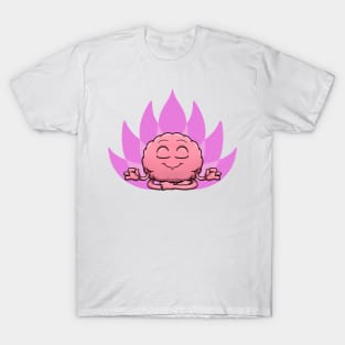 Meditating Brain Sitting With Lotus Background T-Shirt